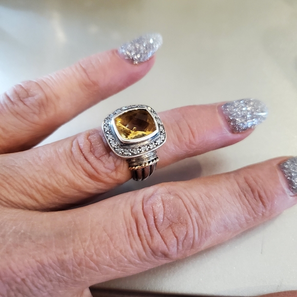 Yellow sapphire stone and diamonds ring size 7 - Picture 5 of 6